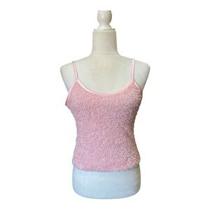 Hairspray Womens Vintage Bubblegum Pink Cropped Tank Top Size Medium Fuzzy